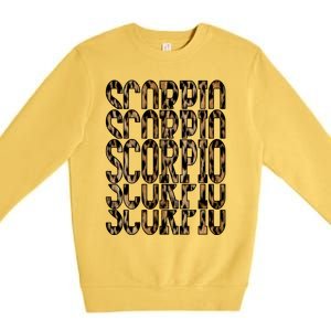 Team Scorpio Birthday October November Leopard Print Meaningful Gift Premium Crewneck Sweatshirt