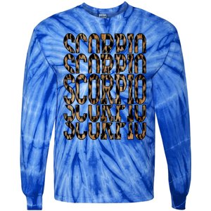 Team Scorpio Birthday October November Leopard Print Meaningful Gift Tie-Dye Long Sleeve Shirt