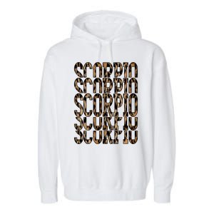 Team Scorpio Birthday October November Leopard Print Meaningful Gift Garment-Dyed Fleece Hoodie