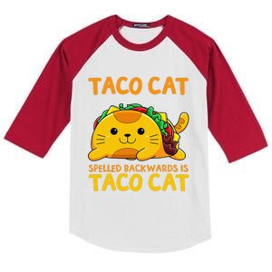 Tacocat Spelled Backwards Taco Cat Cinco De Mayo Kids Colorblock Raglan Jersey