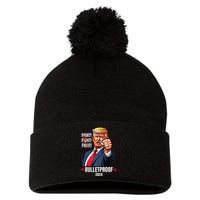 Trump Shot Bulletproof Bloody Ear Bleeding Butler Pa Trump Pom Pom 12in Knit Beanie