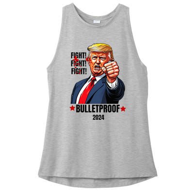 Trump Shot Bulletproof Bloody Ear Bleeding Butler Pa Trump Ladies PosiCharge Tri-Blend Wicking Tank