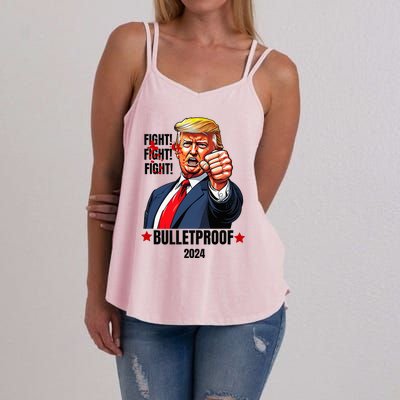 Trump Shot Bulletproof Bloody Ear Bleeding Butler Pa Trump Women's Strappy Tank