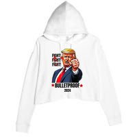 Trump Shot Bulletproof Bloody Ear Bleeding Butler Pa Trump Crop Fleece Hoodie