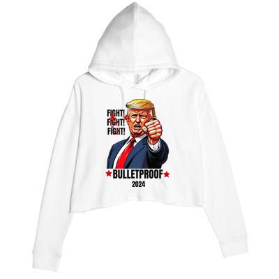 Trump Shot Bulletproof Bloody Ear Bleeding Butler Pa Trump Crop Fleece Hoodie