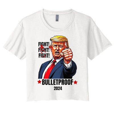 Trump Shot Bulletproof Bloody Ear Bleeding Butler Pa Trump Women's Crop Top Tee