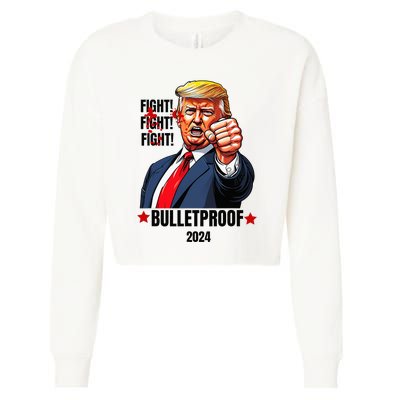 Trump Shot Bulletproof Bloody Ear Bleeding Butler Pa Trump Cropped Pullover Crew