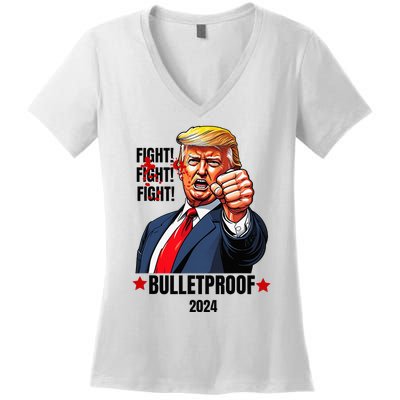 Trump Shot Bulletproof Bloody Ear Bleeding Butler Pa Trump Women's V-Neck T-Shirt