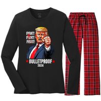 Trump Shot Bulletproof Bloody Ear Bleeding Butler Pa Trump Women's Long Sleeve Flannel Pajama Set 