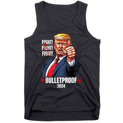 Trump Shot Bulletproof Bloody Ear Bleeding Butler Pa Trump Tank Top