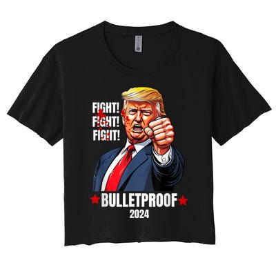 Trump Shot Bulletproof Bloody Ear Bleeding Butler Pa Trump Women's Crop Top Tee