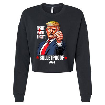 Trump Shot Bulletproof Bloody Ear Bleeding Butler Pa Trump Cropped Pullover Crew