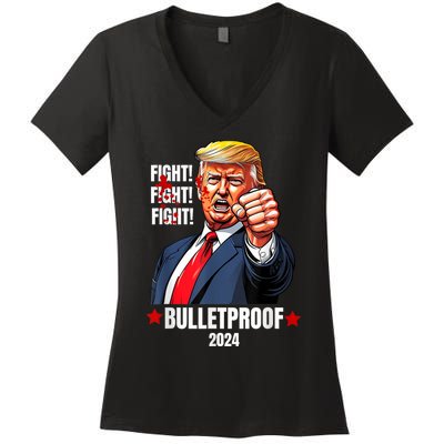 Trump Shot Bulletproof Bloody Ear Bleeding Butler Pa Trump Women's V-Neck T-Shirt