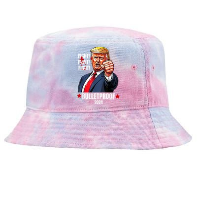 Trump Shot Bulletproof Bloody Ear Bleeding Butler Pa Trump Tie-Dyed Bucket Hat