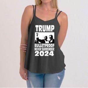 Trump Shot Bulletproof Bloody Ear Bleeding Butler Pa Trump Women's Strappy Tank