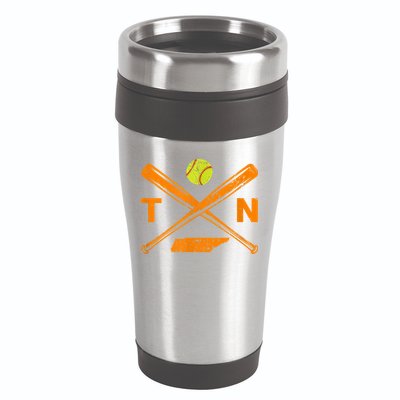Tennessee Softball Bats & Ball Retro Style Softball Player 16oz Travel Tumbler