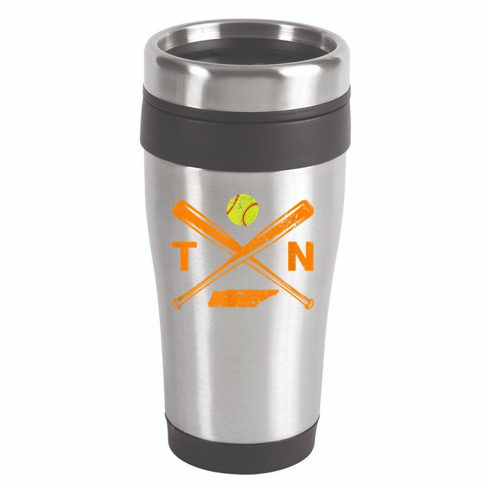 Tennessee Softball Bats & Ball Retro Style Softball Player 16oz Travel Tumbler