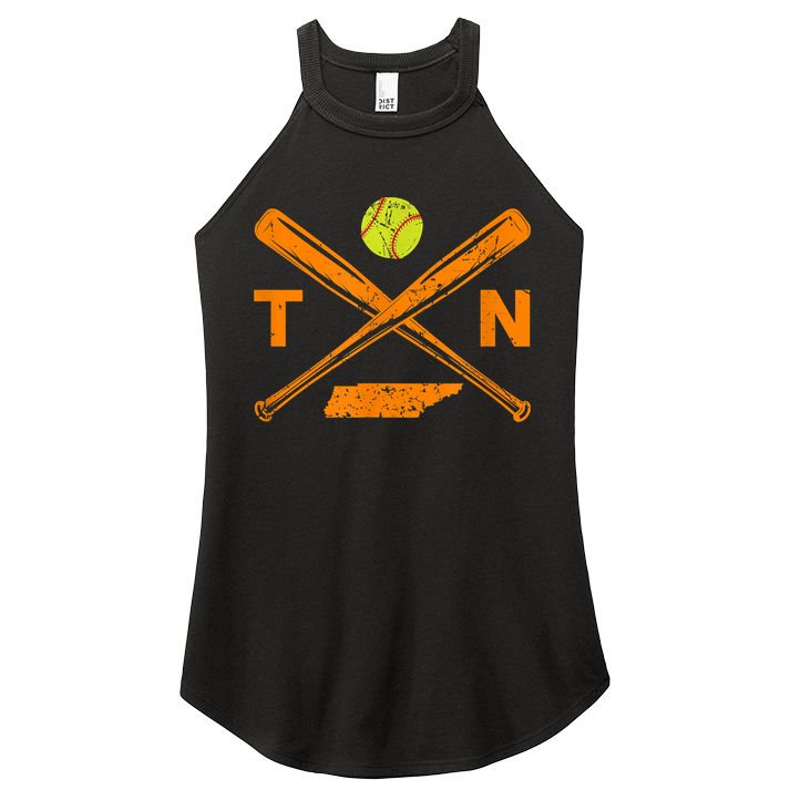 Tennessee Softball Bats & Ball Retro Style Softball Player Women's Perfect Tri Rocker Tank