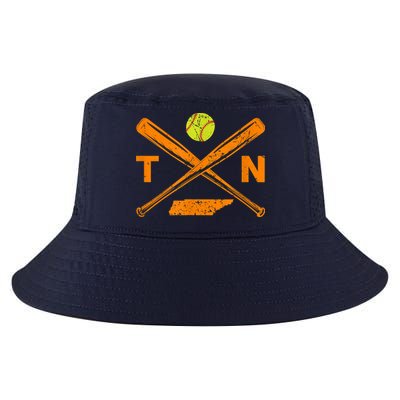 Tennessee Softball Bats & Ball Retro Style Softball Player Cool Comfort Performance Bucket Hat