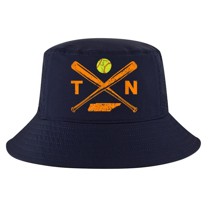 Tennessee Softball Bats & Ball Retro Style Softball Player Cool Comfort Performance Bucket Hat