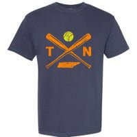 Tennessee Softball Bats & Ball Retro Style Softball Player Garment-Dyed Heavyweight T-Shirt