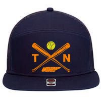 Tennessee Softball Bats & Ball Retro Style Softball Player 7 Panel Mesh Trucker Snapback Hat