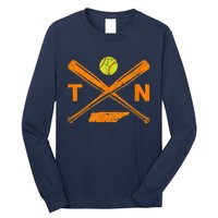 Tennessee Softball Bats & Ball Retro Style Softball Player Long Sleeve Shirt