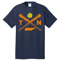 Tennessee Softball Bats & Ball Retro Style Softball Player Tall T-Shirt