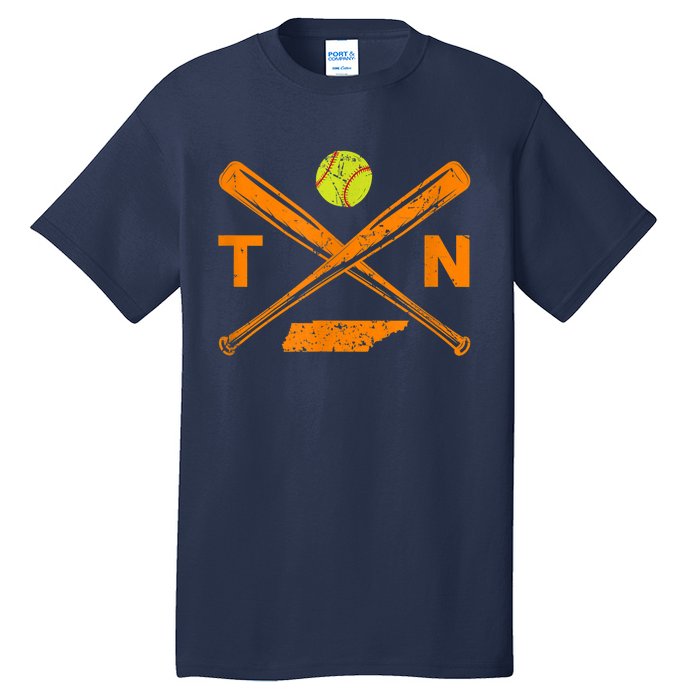 Tennessee Softball Bats & Ball Retro Style Softball Player Tall T-Shirt