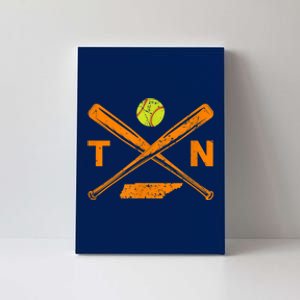 Tennessee Softball Bats & Ball Retro Style Softball Player Canvas