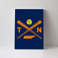 Tennessee Softball Bats & Ball Retro Style Softball Player Canvas