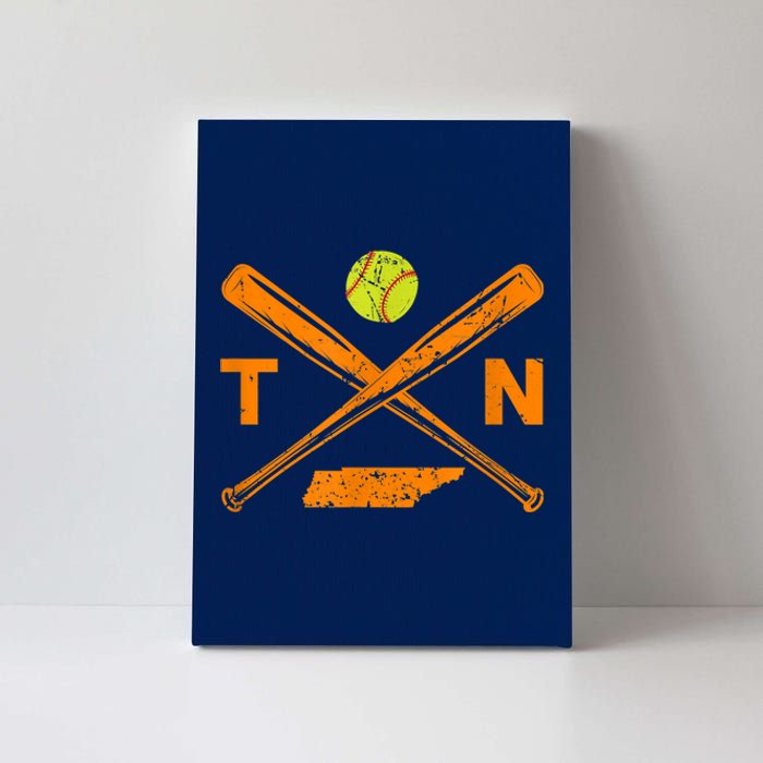 Tennessee Softball Bats & Ball Retro Style Softball Player Canvas