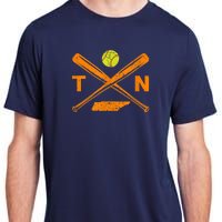 Tennessee Softball Bats & Ball Retro Style Softball Player Adult ChromaSoft Performance T-Shirt