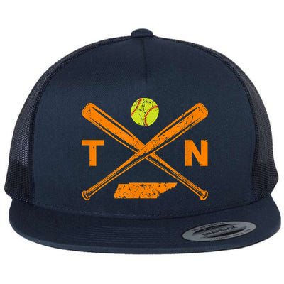 Tennessee Softball Bats & Ball Retro Style Softball Player Flatbill Hat