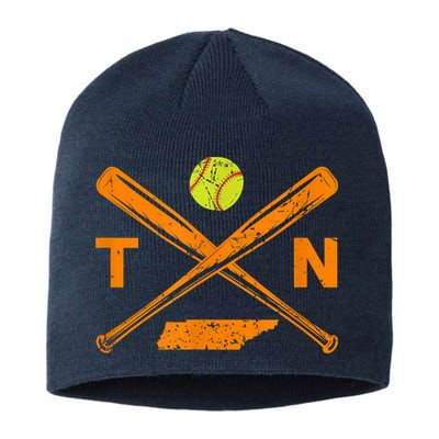 Tennessee Softball Bats & Ball Retro Style Softball Player Sustainable Beanie