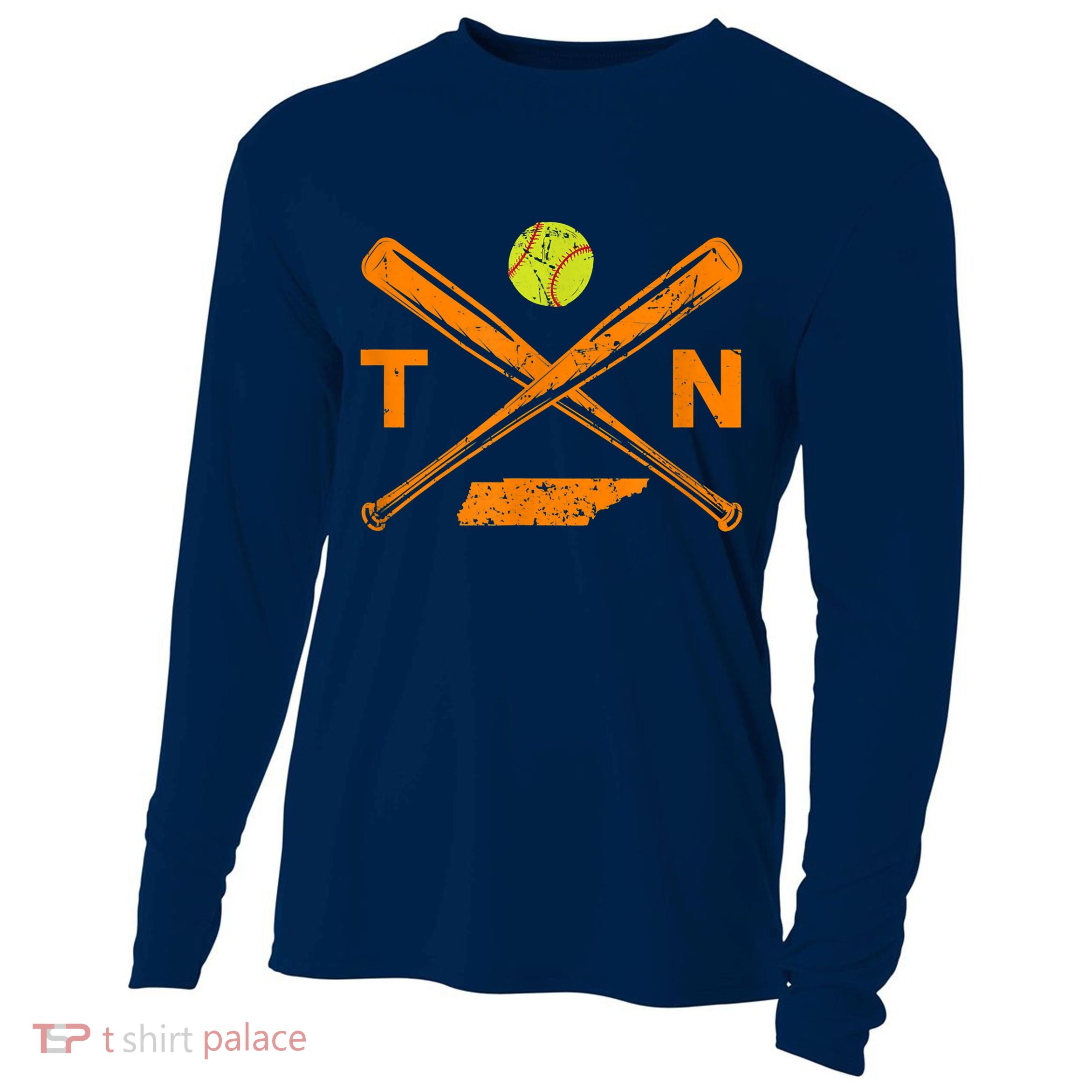 Tennessee Softball Bats & Ball Retro Style Softball Player Cooling Performance Long Sleeve Crew