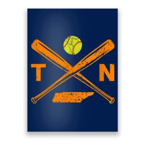 Tennessee Softball Bats & Ball Retro Style Softball Player Poster