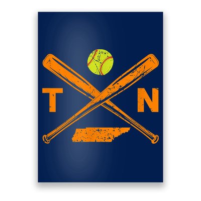 Tennessee Softball Bats & Ball Retro Style Softball Player Poster