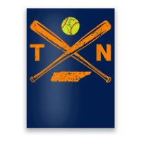 Tennessee Softball Bats & Ball Retro Style Softball Player Poster