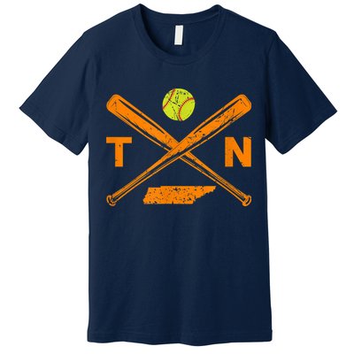 Tennessee Softball Bats & Ball Retro Style Softball Player Premium T-Shirt