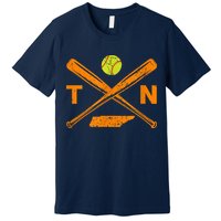 Tennessee Softball Bats & Ball Retro Style Softball Player Premium T-Shirt