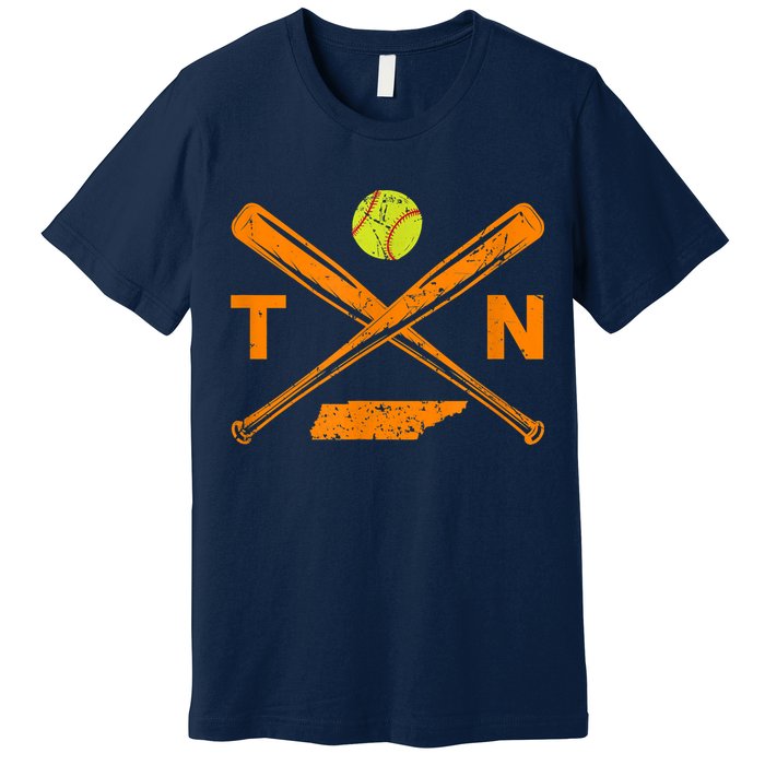 Tennessee Softball Bats & Ball Retro Style Softball Player Premium T-Shirt