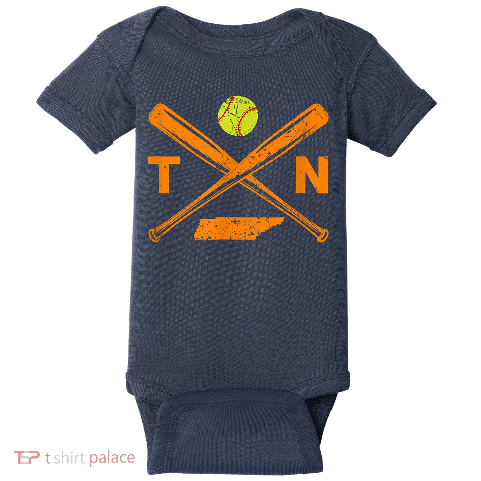Tennessee Softball Bats & Ball Retro Style Softball Player Baby Bodysuit