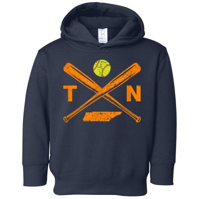 Tennessee Softball Bats & Ball Retro Style Softball Player Toddler Hoodie