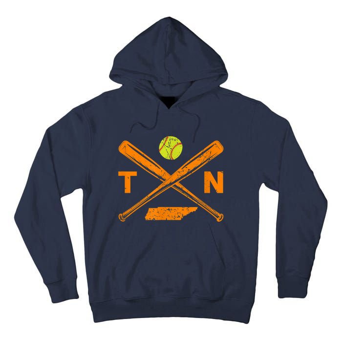 Tennessee Softball Bats & Ball Retro Style Softball Player Tall Hoodie