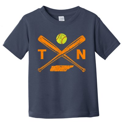 Tennessee Softball Bats & Ball Retro Style Softball Player Toddler T-Shirt