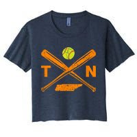Tennessee Softball Bats & Ball Retro Style Softball Player Crop Top