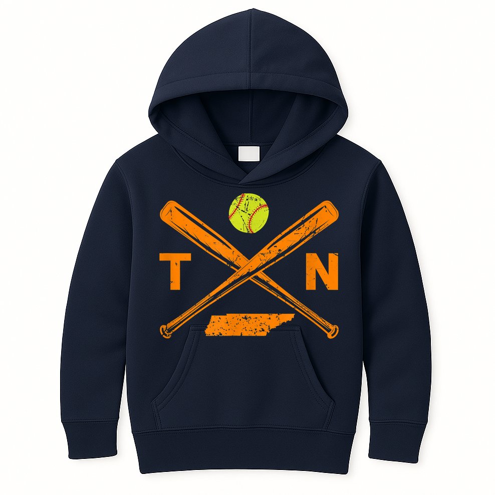 Tennessee Softball Bats & Ball Retro Style Softball Player Kids Hoodie