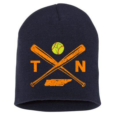 Tennessee Softball Bats & Ball Retro Style Softball Player Short Acrylic Beanie