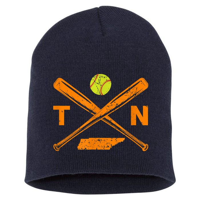 Tennessee Softball Bats & Ball Retro Style Softball Player Short Acrylic Beanie